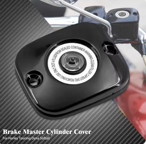 ハーレー 2005-2018 フロントブレーキマスターシリンダーカバー 黒/銀 ツーリング ダイナ ソフテイル_画像9