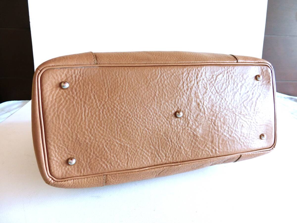 傳濱野　クラシック　トートバッグ　ベージュ　シボ革　レザー　デンハマノ　A4収納可能サイズ　定番人気モデル　本革_画像5