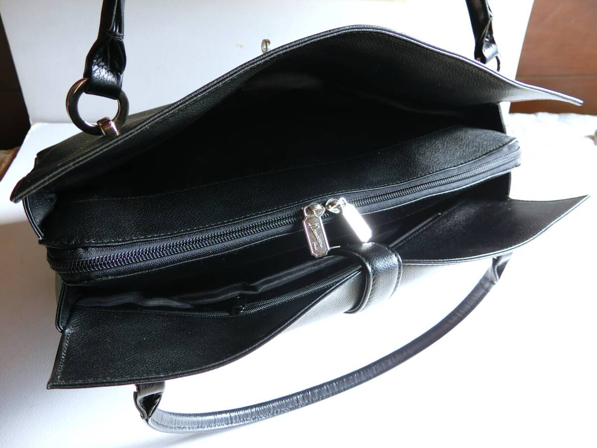濱野皮革工藝　HAMANO グレース ディライト トート バッグ　ブラック×シルバー金具　美品　良品　本革レザー_画像3