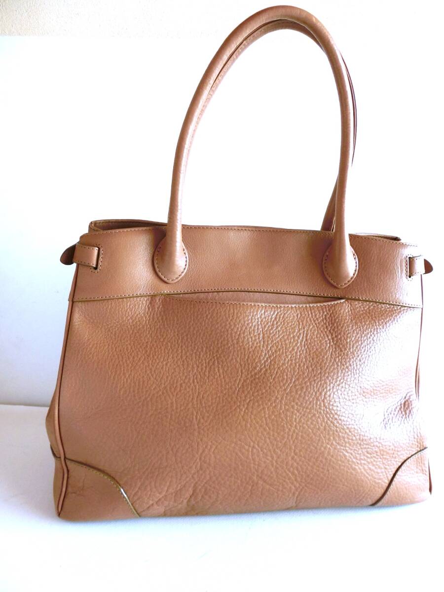 傳濱野　クラシック　トートバッグ　ベージュ　シボ革　レザー　デンハマノ　A4収納可能サイズ　定番人気モデル　本革_画像2