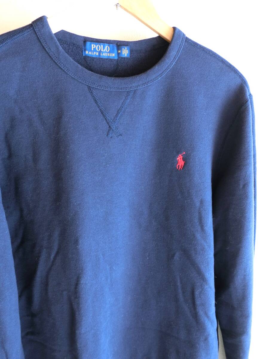 Ralph Lauren　ラルフローレン　両V スウェット　メンズ　Mサイズ　ネイビー　裏起毛　トレーナー　濃紺_画像2