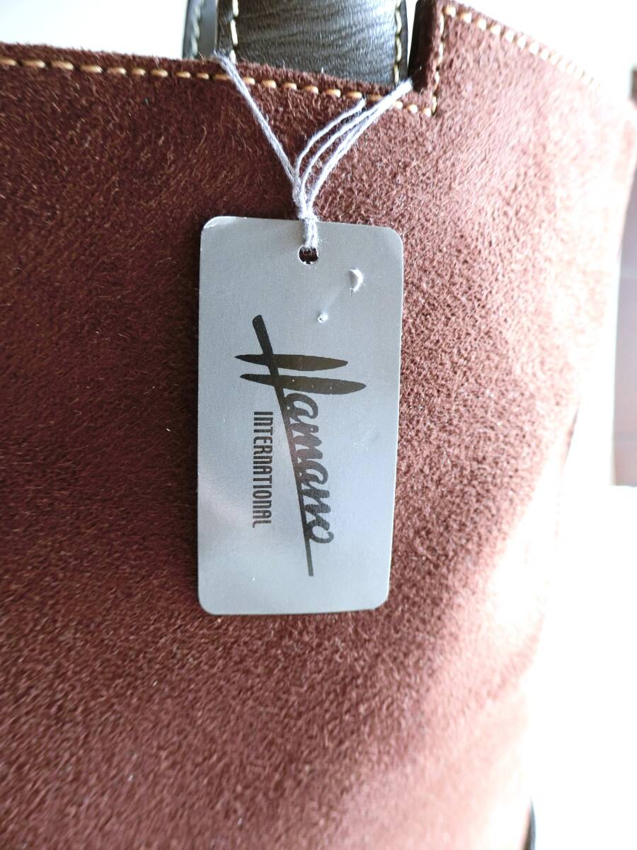 濱野皮革工藝　HAMANO　レザーハンドル　スエード風　トートバッグ　ブラウン　茶色　未使用　ポリエステル　牛革ハンドル_画像7