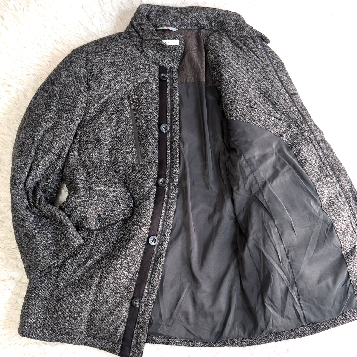 【入手困難/メンズLLサイズ】インターメッツォ INTERMEZZO スタンドカラーダウンジャケット　コート フード収納 ペイズリー 大きいサイズ_画像1