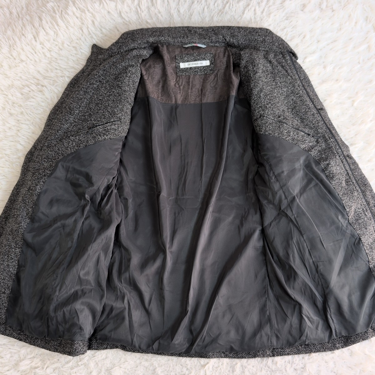 【入手困難/メンズLLサイズ】インターメッツォ INTERMEZZO スタンドカラーダウンジャケット　コート フード収納 ペイズリー 大きいサイズ_画像6