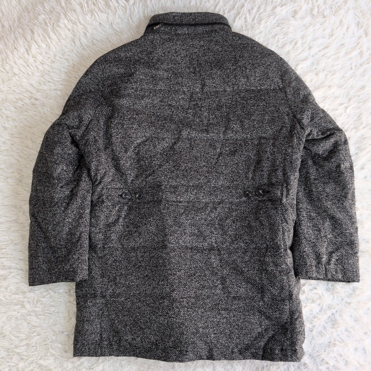 【入手困難/メンズLLサイズ】インターメッツォ INTERMEZZO スタンドカラーダウンジャケット　コート フード収納 ペイズリー 大きいサイズ_画像7