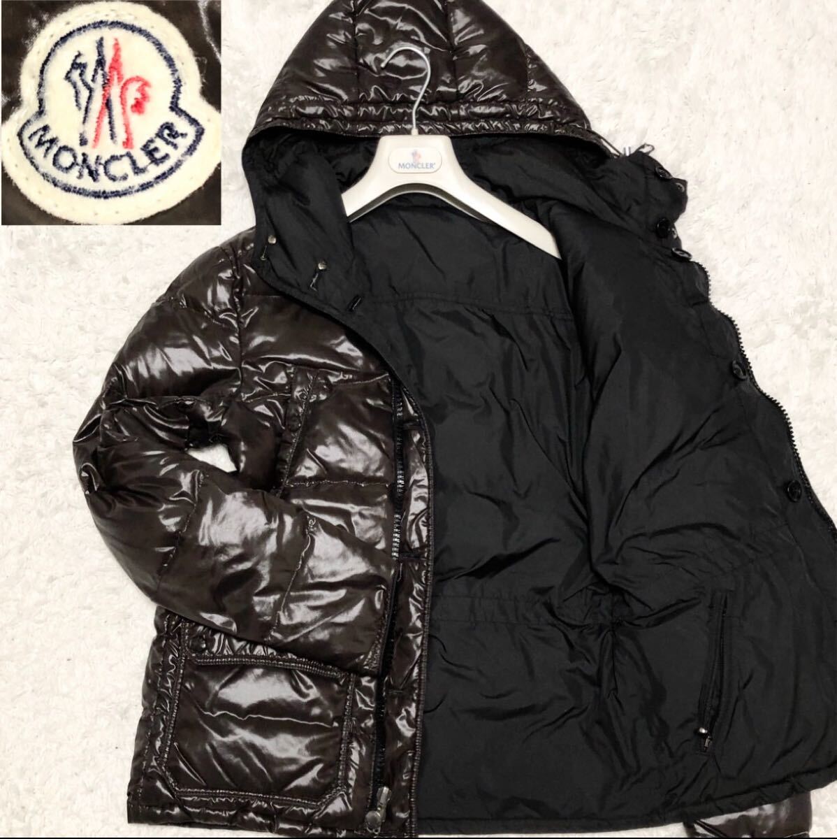 廃盤品 moncler モンクレール ハリウッド リバーシブル　ダウンジャケット 肩ワッペン ダークブラウン系_画像1