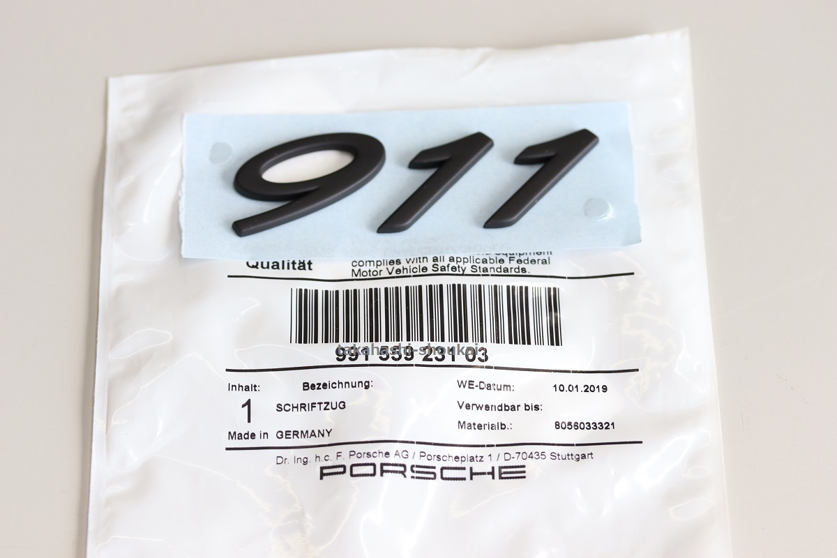 エンブレム ’911’ (艶消し黒) 991型 ポルシェ911 カレラ カレラS カレラ4 カレラ4S タルガ タルガ4 GTS ターボ ターボS_画像2