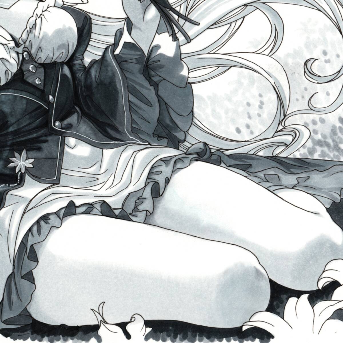  ручные иллюстрации оригинал симпатичный аналог произведение исходная картина девочка ангел оборка .... платье монохромный ручка для рисования ko pick [ чистота. более .]