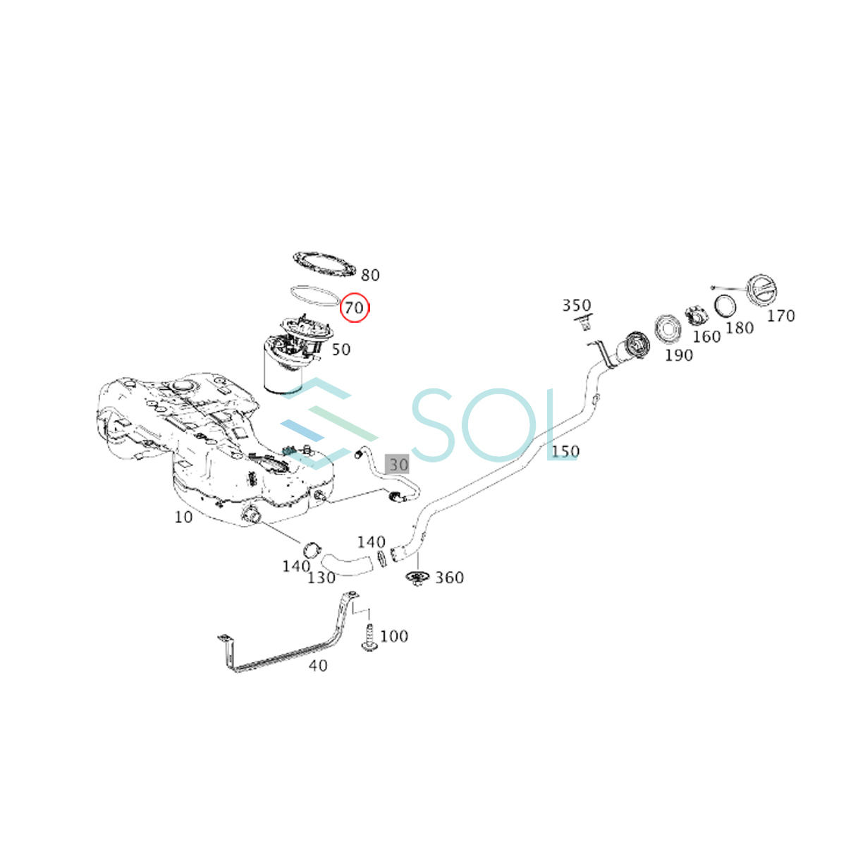 フューエルポンプ 燃料ポンプ Oリング 燃料レベルセンサー W246 W247 W204 W205 W212 W213 C207 W217 W463 等汎用 0259971845_画像2