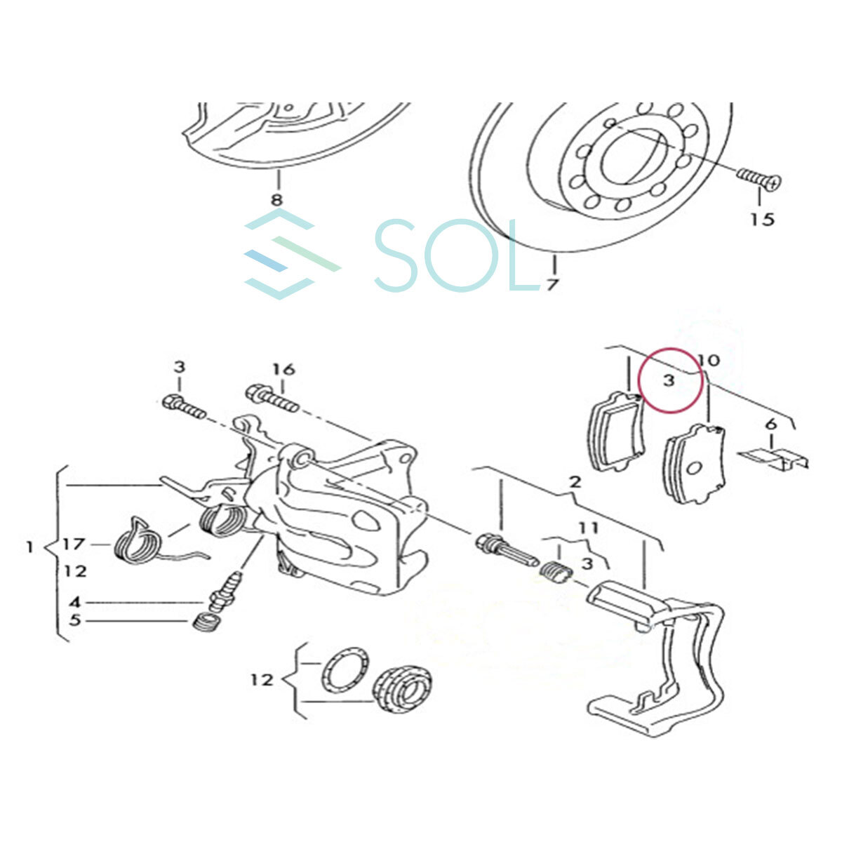 HAPAD アウディ A6 4B5 C5 4F2 4F5 4FH C6 A3 8P1 8PA 8P7 TT 8J3 8J9 リア ブレーキパッド ブレーキパット 左右セット 1K0698451G_画像3