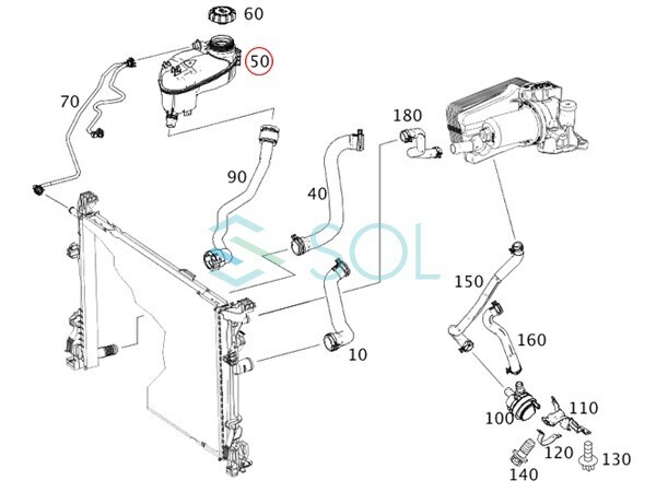 ベンツ W176 W117 ラジエーター エクスパンションタンク サブタンク リザーバータンク キャップ付き A180 CLA180 2465000049_画像6