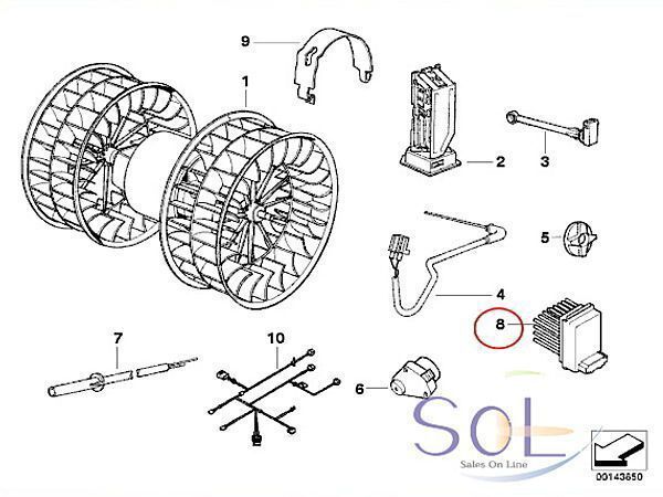 BMW E39 E53 X5 ブロアファイナルステージ ブロアレジスター 525i 528i 530i 540i M5 3.0i 4.4i 4.6is 4.8is 64116923204 64116931680_画像3