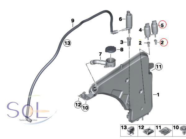 BMW Z3 E85 E86 E89 Z4 ウォッシャーポンプ + ストレーナー 2.0 2.2i 2.5i 2.8 3.0i 3.0si 20i 23i 35i 35is M 67128362154 61667006063_画像3