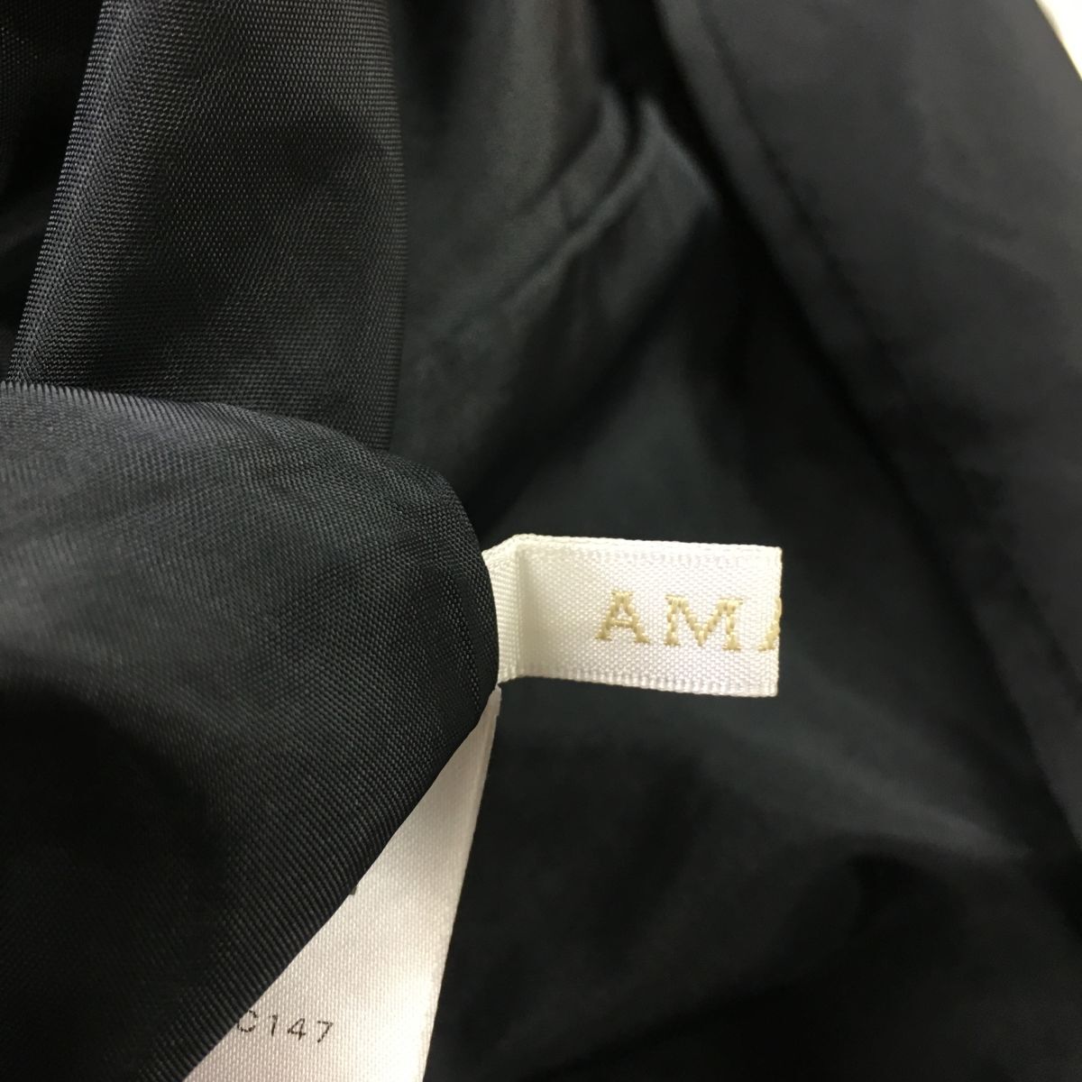 2N1285-G◆ AMACA アマカ ウエストリボンミディフレアプリーツスカート 微光沢 ウエストゴム イージー ◆ size38 黒 ポリエステル_画像7