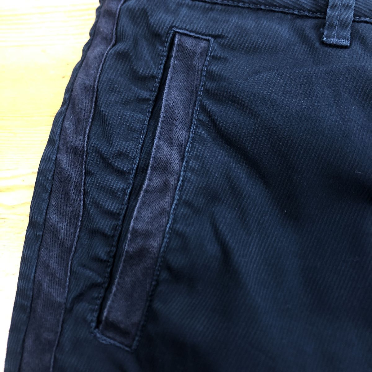 2N1584-Y◆ARMANI EXCHANGE アルマーニエクスチェンジ ワイドテーパードパンツ サイドテープ メンズ カジュアル ◆size34 ネイビー 綿_画像10