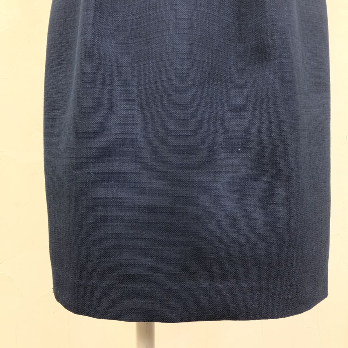 2N1547-Y◆Apuweiser-riche アプワイザーリッシェ ノースリーブワンピース リボン 裏地あり 膝上丈 レディース ◆size1 ネイビー ポリ_画像4