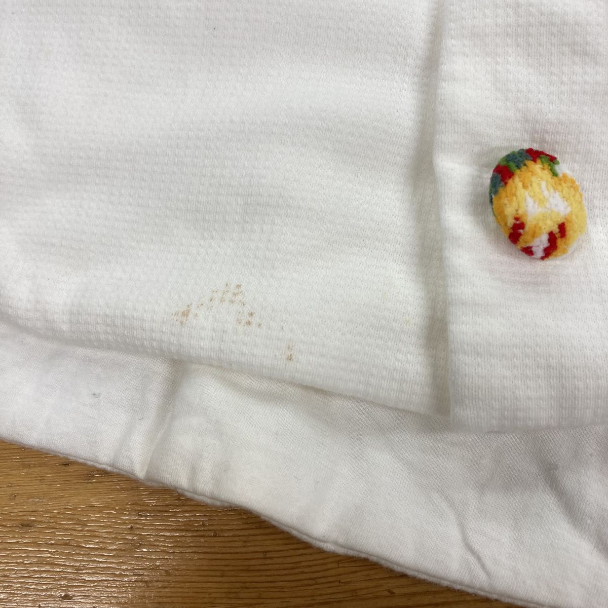 2N1492-Y*FEILER Feiler с капюшоном . baby накидка манто передний открытие вышивка Logo ткань кнопка с хлопком живое существо pompon*size90 белый хлопок 