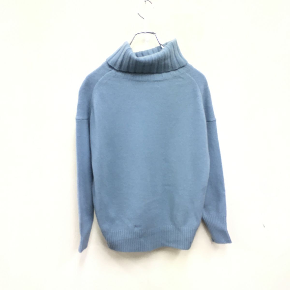 2N1163-O◆SHIPS シップス 長袖ニットトップス セーター タートルネック 無地 袖口リブ プルオーバー◆ ライトブルー 毛 カシミヤ_画像6