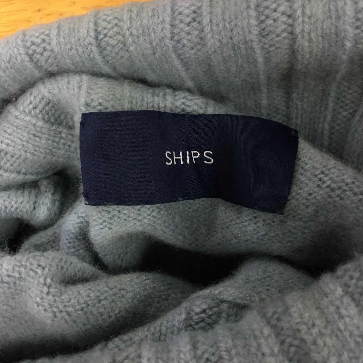 2N1163-O◆SHIPS シップス 長袖ニットトップス セーター タートルネック 無地 袖口リブ プルオーバー◆ ライトブルー 毛 カシミヤ_画像7