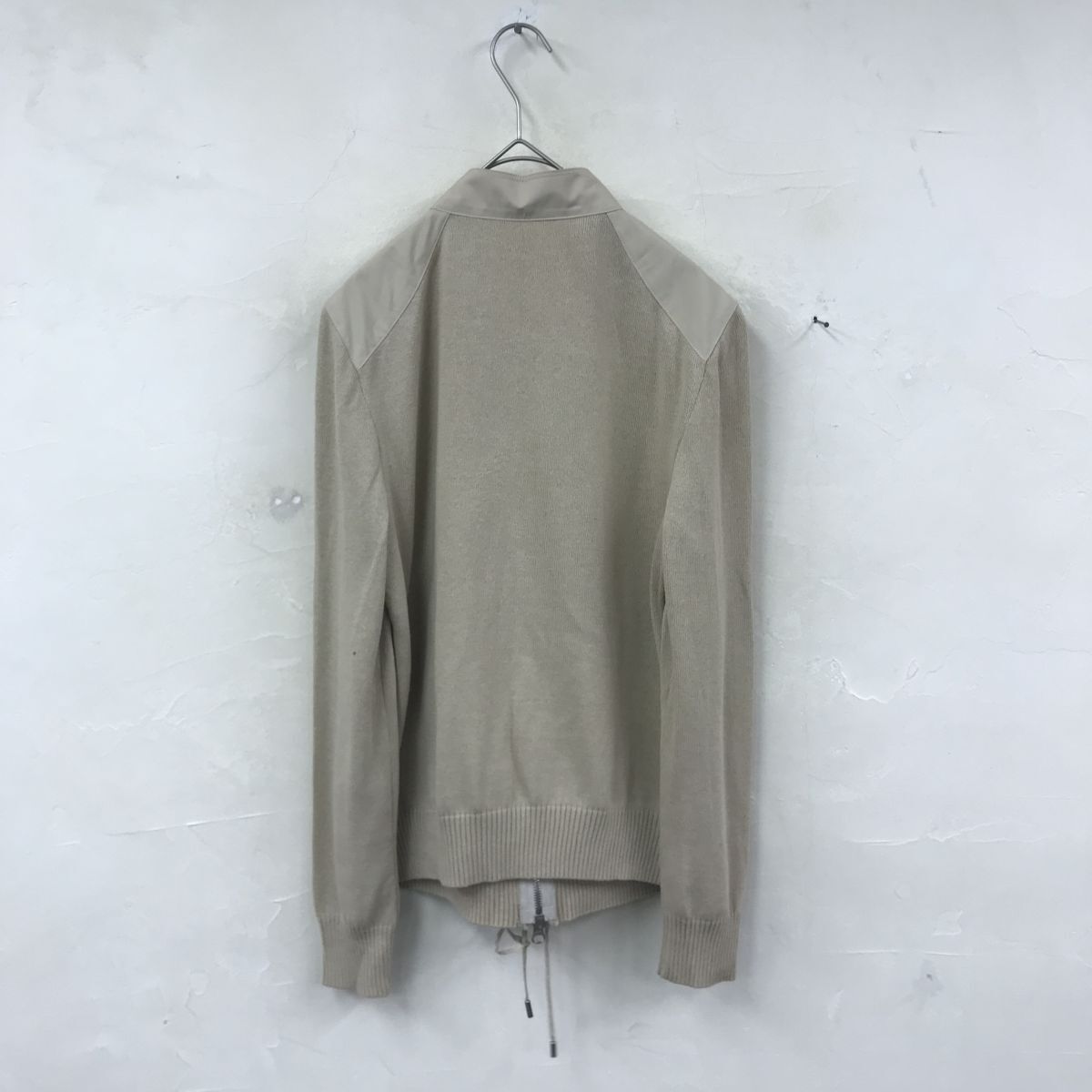 2N1740-T◆Leilian レリアン ブルゾンジャケット デザイン ノーカラー ドッキング◆sizeO ベージュ レディース トップス ポリエステル_画像6