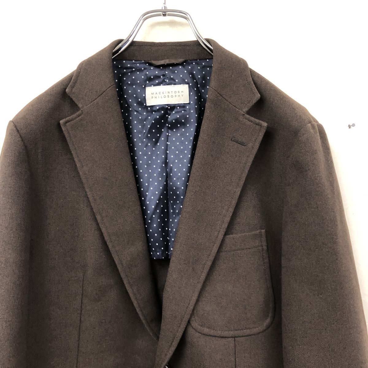 2N1927-Y-N◆MACKINTOSH PHILOSOPHY マッキントッシュフィロソフィー テーラードジャケット シングル 背抜き 紳士◆size40R ブラウン ポリ_画像3