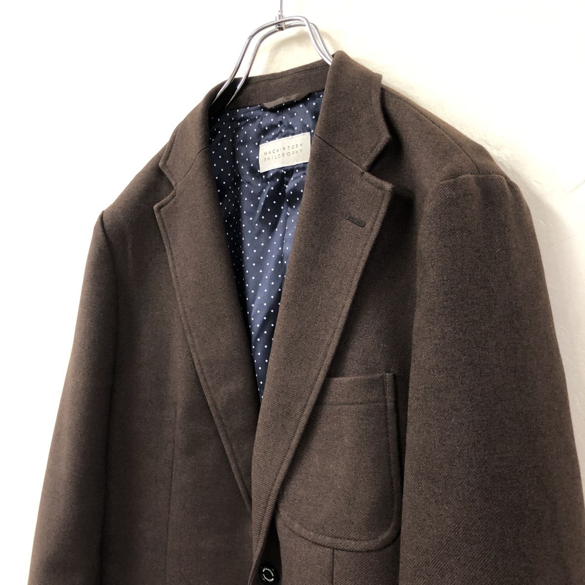 2N1927-Y-N◆MACKINTOSH PHILOSOPHY マッキントッシュフィロソフィー テーラードジャケット シングル 背抜き 紳士◆size40R ブラウン ポリ_画像5