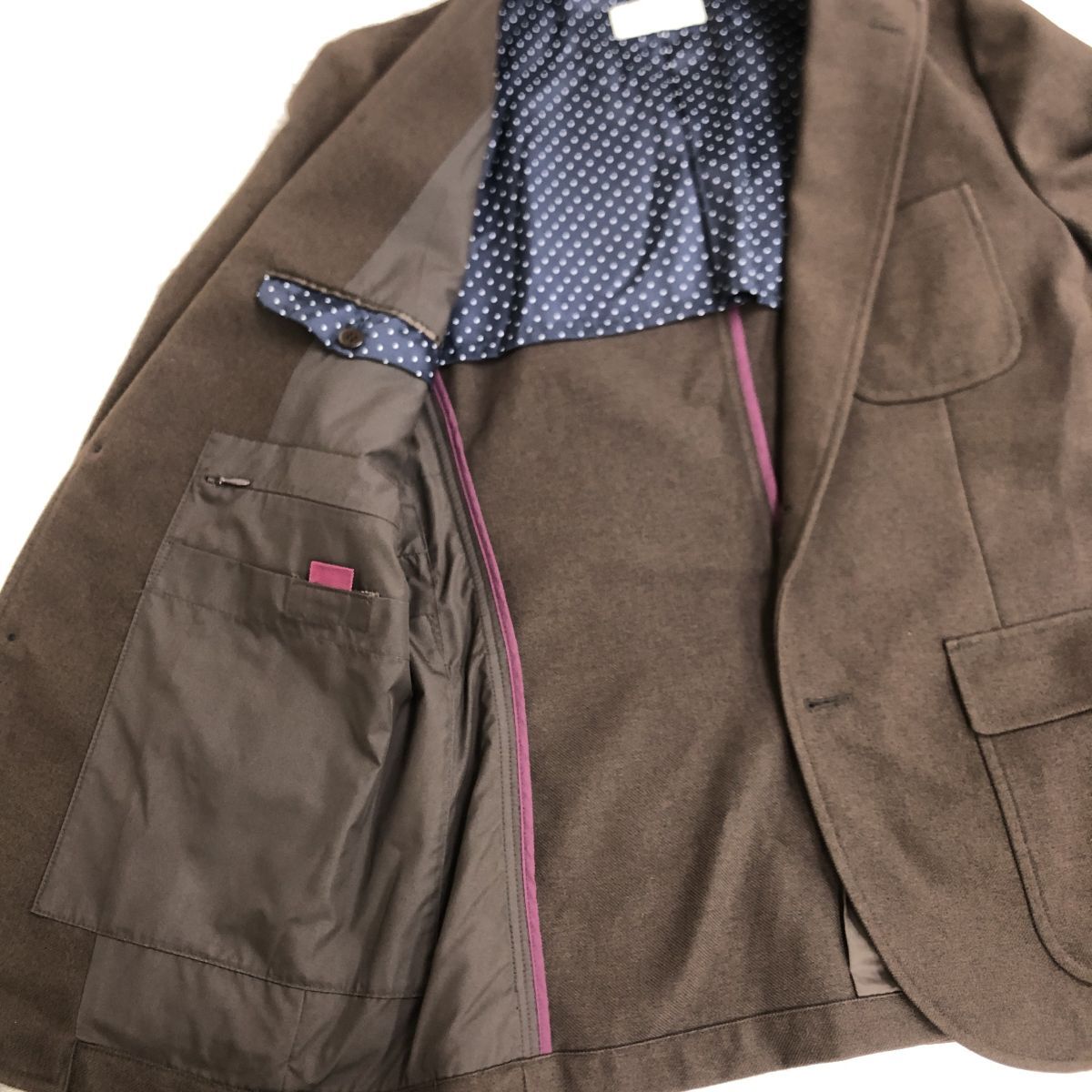 2N1927-Y-N◆MACKINTOSH PHILOSOPHY マッキントッシュフィロソフィー テーラードジャケット シングル 背抜き 紳士◆size40R ブラウン ポリ_画像7