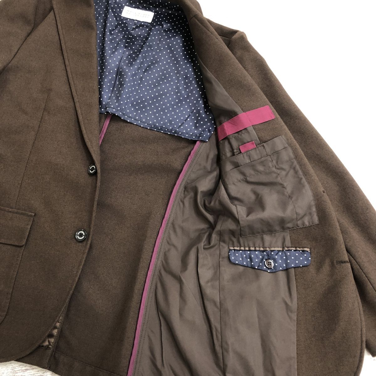 2N1927-Y-N◆MACKINTOSH PHILOSOPHY マッキントッシュフィロソフィー テーラードジャケット シングル 背抜き 紳士◆size40R ブラウン ポリ_画像8