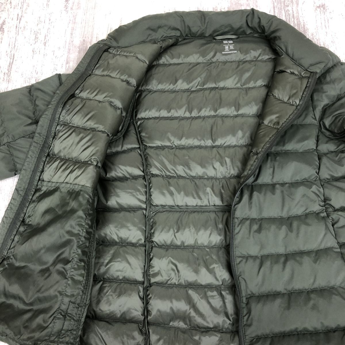 2N1924-Y-N◆UNIQLO ユニクロ ウルトラライトダウンジャケット ナノデザイン レディース 冬物 カジュアル ◆size L オリーブ系 ナイロン_画像7