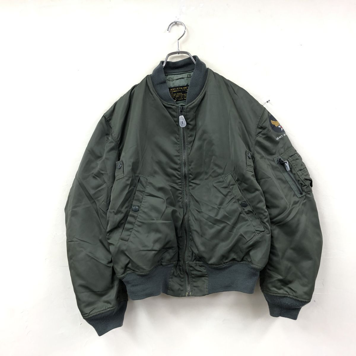 2N2301-N◆ US ARMY アメリカ軍 MA-1 フライトジャケット ブルゾン ◆ sizeL カーキ系 ナイロン100_画像2