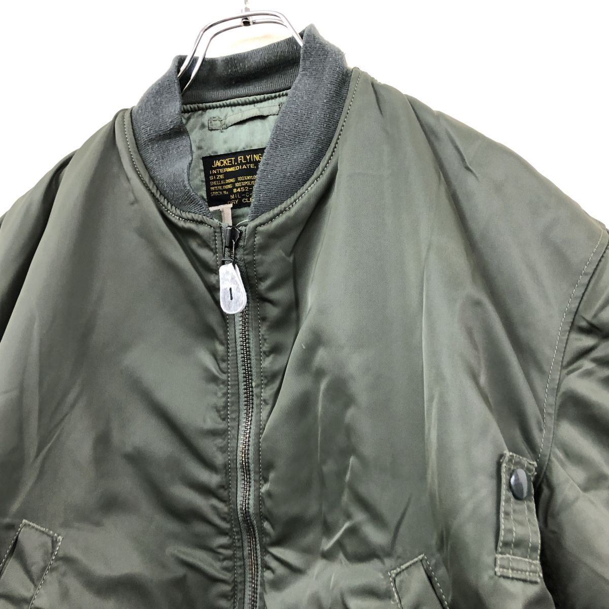 2N2301-N◆ US ARMY アメリカ軍 MA-1 フライトジャケット ブルゾン ◆ sizeL カーキ系 ナイロン100_画像5