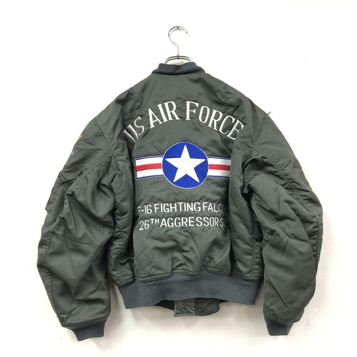 2N2301-N◆ US ARMY アメリカ軍 MA-1 フライトジャケット ブルゾン ◆ sizeL カーキ系 ナイロン100_画像6