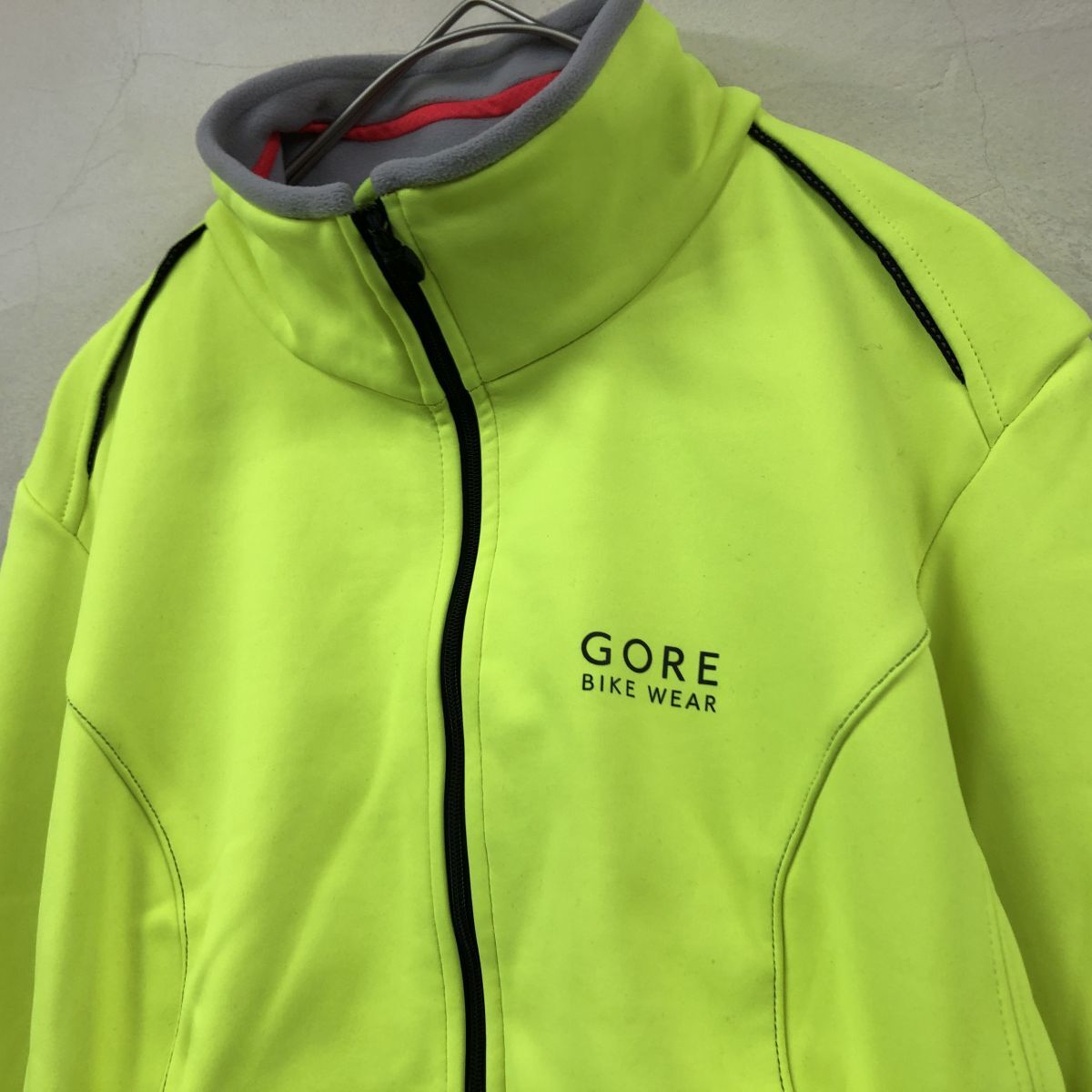 2N2118-N◆ GORE WINDSTOPPER ゴア ウインドストッパー サイクルジャケット 防風 ロードバイク 裏微起毛 ◆ sizeXL 蛍光イエロー ポリ_画像5