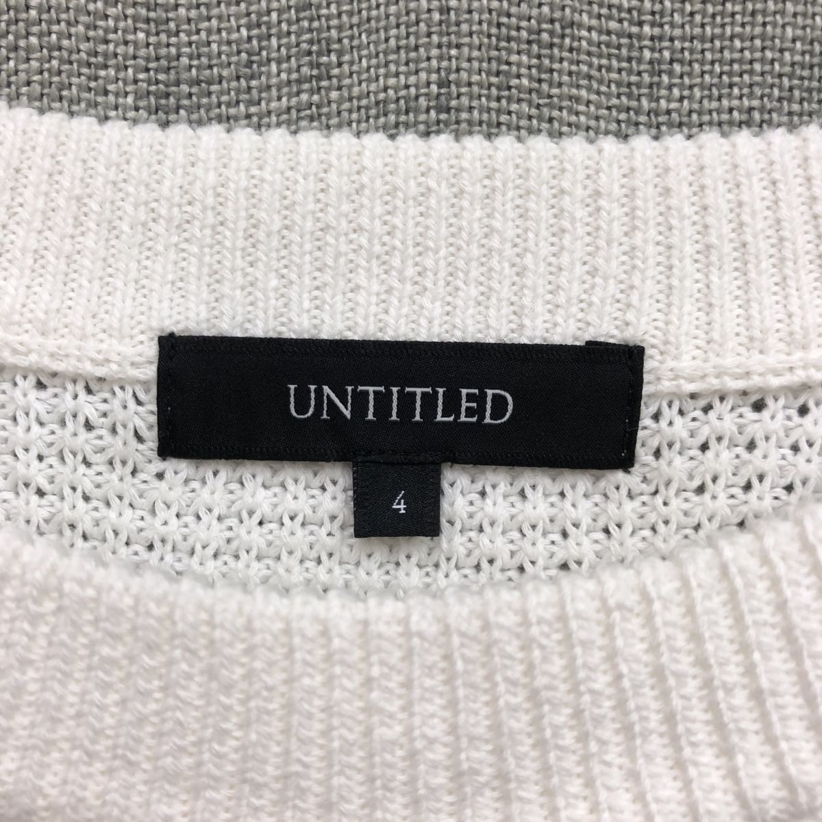 2N2387-K◆良品 UNTITLED アンタイトル 長袖ニットトップス◆size4 オフ白 無地 透け感 シンプル 綿100% カジュアル レディース_画像7