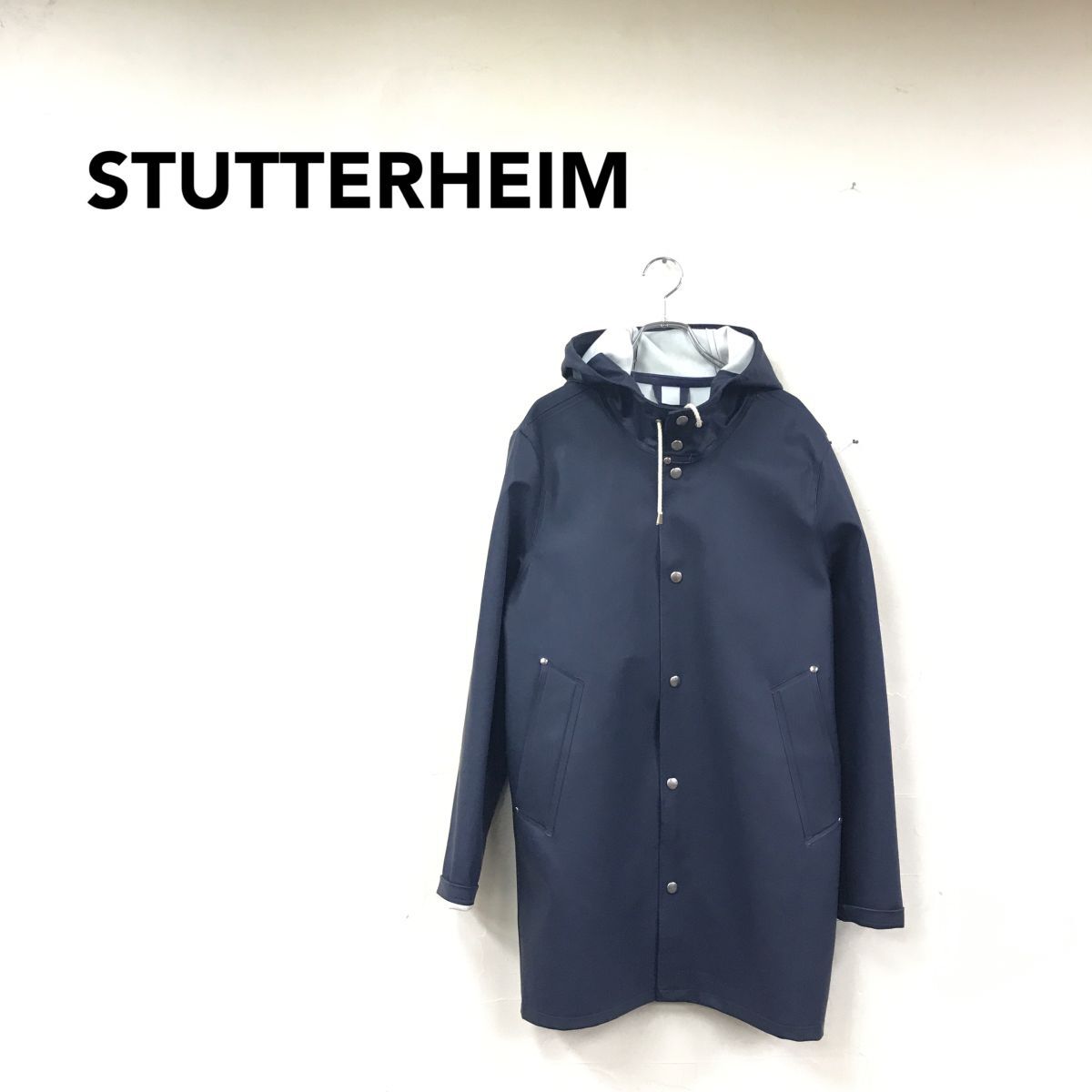 2N1708-U◆スウェーデン◆STUTTERHEIM ストゥッテルハイム MOSEBACKE レインコート ユニセックス ロング丈 雨◆紺 ネイビー_画像1