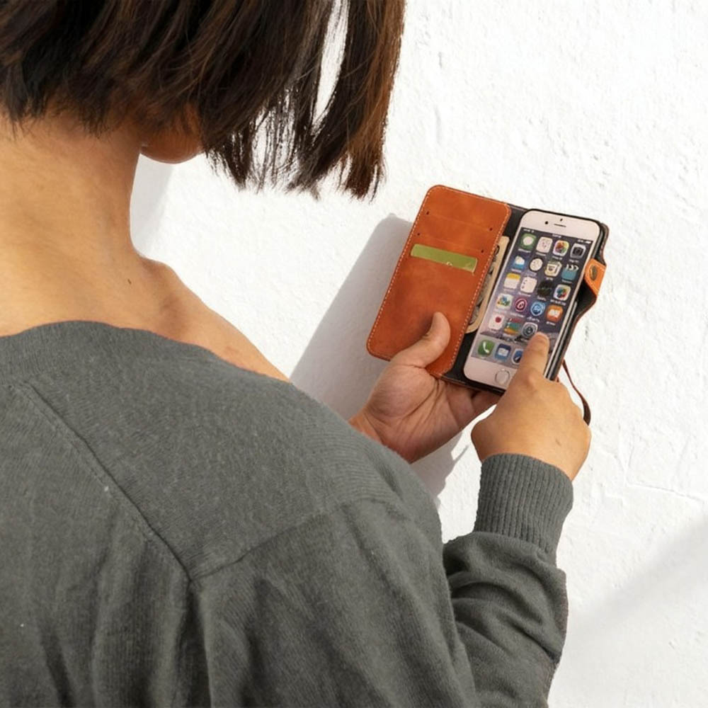 処分 2個セット iPhoneXS iPhone XS X ケース ストラップ レザー カバー 革 手帳型 青 ブルー オレンジ 茶色 ボタン式 安い 人気 お得 激安_画像6