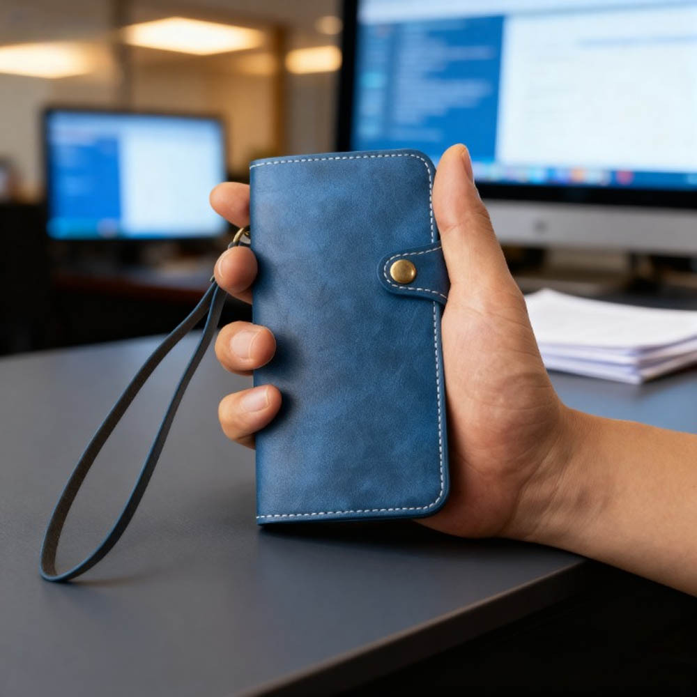 処分 2個セット iPhoneXS iPhone XS X ケース ストラップ レザー カバー 革 手帳型 青 ブルー オレンジ 茶色 ボタン式 安い 人気 お得 激安_画像8