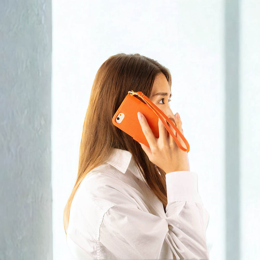 Pixel6a ケース 手帳型 おしゃれ オレンジ GooglePixel6a カバー シンプル ミラー ストラップ ピクセル6a ベルト 安い スマホケース 人気_画像6