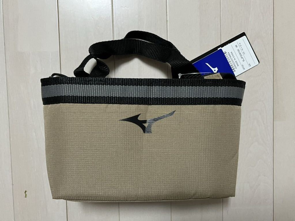 新品 送料無料 MIZUNO ミズノ ミニトートバック ベージュ ゴルフラウンド、お出かけに_画像1