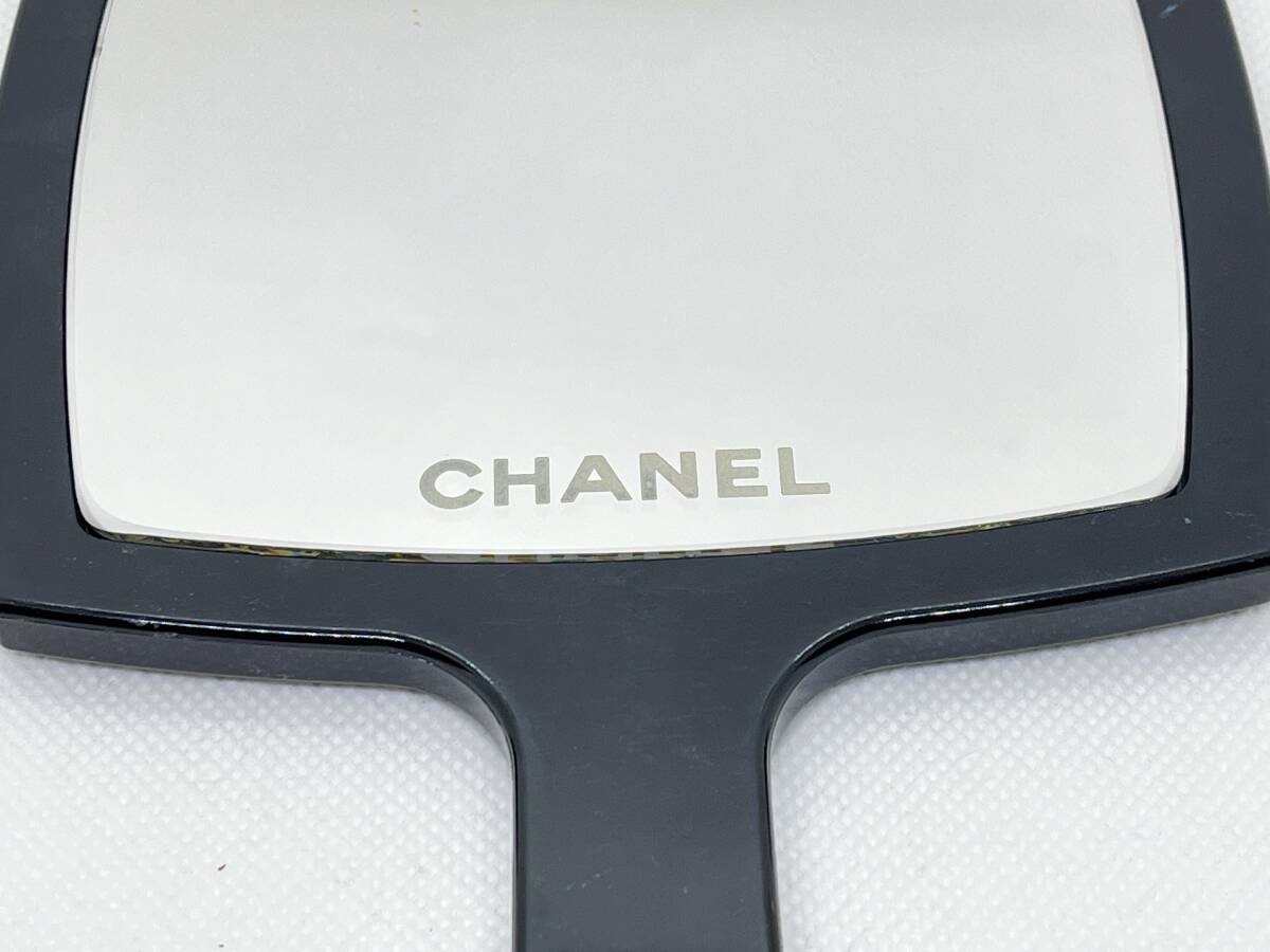 中古★CHANEL シャネル ノベルティ ハンドミラー 手鏡 ブラック 黒 角 長手約235mm_画像4