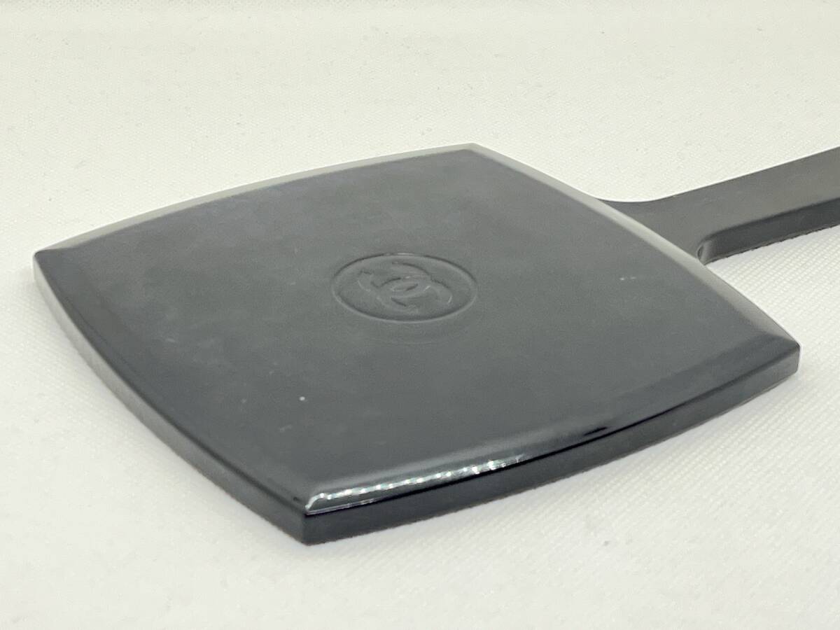 中古★CHANEL シャネル ノベルティ ハンドミラー 手鏡 ブラック 黒 角 長手約235mm_画像7