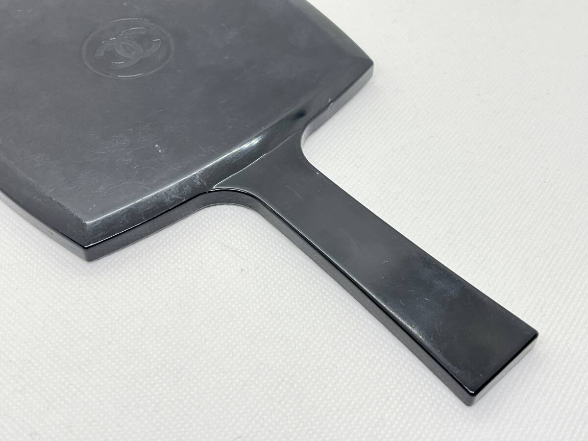 中古★CHANEL シャネル ノベルティ ハンドミラー 手鏡 ブラック 黒 角 長手約235mm_画像6