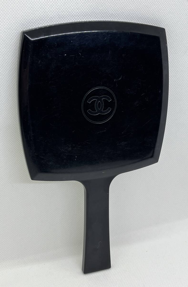 中古★CHANEL シャネル ノベルティ ハンドミラー 手鏡 ブラック 黒 角 長手約235mm_画像8