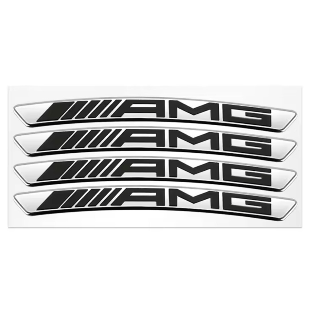 4部セット Mercedes-Benz メルセデスベンツ AMG ホイール リム ハブ アルミニウム エンブレム ステッカー デカール PETRONAS シルバー f_画像3