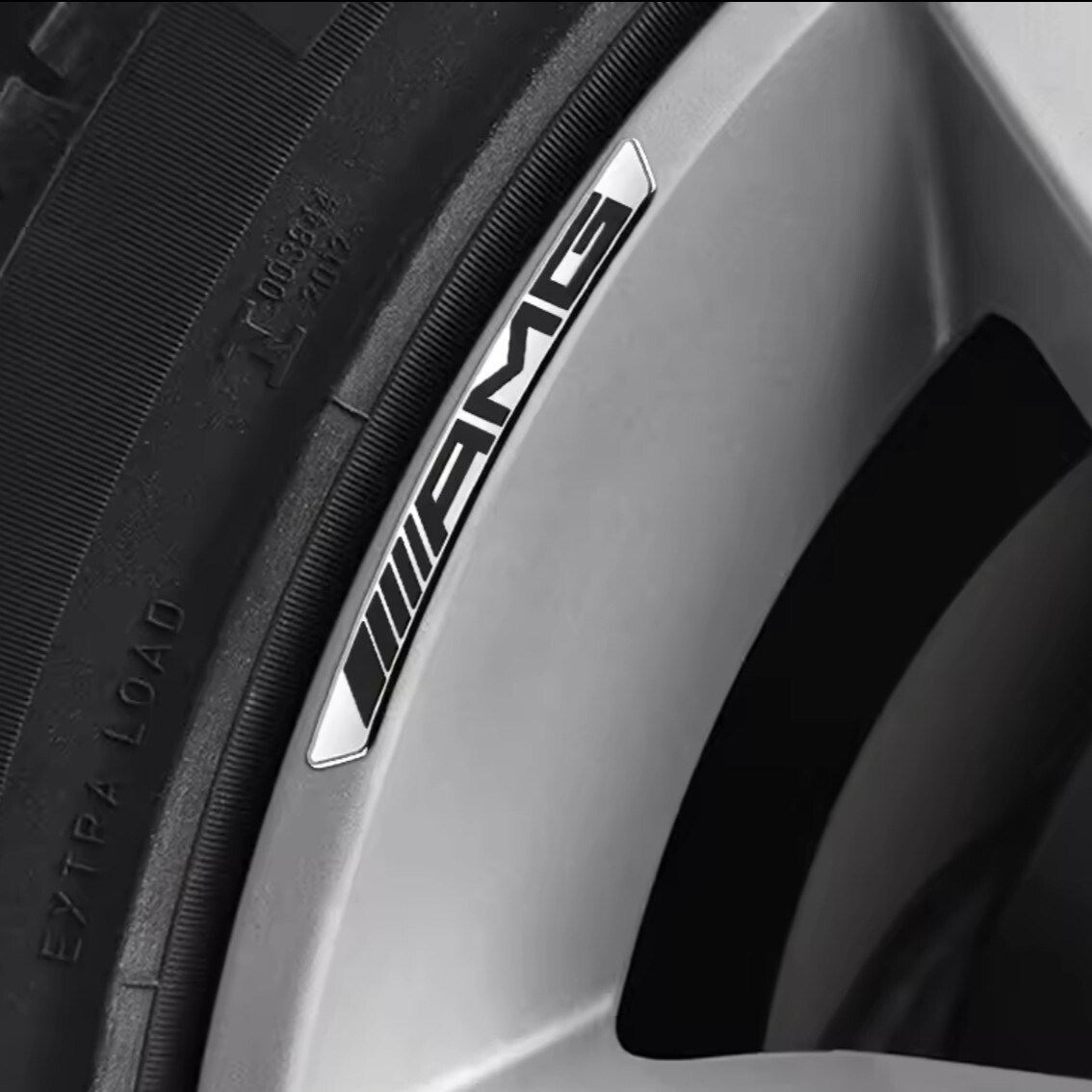 4部セット Mercedes-Benz メルセデスベンツ AMG ホイール リム ハブ アルミニウム エンブレム ステッカー デカール PETRONAS シルバー f_画像9