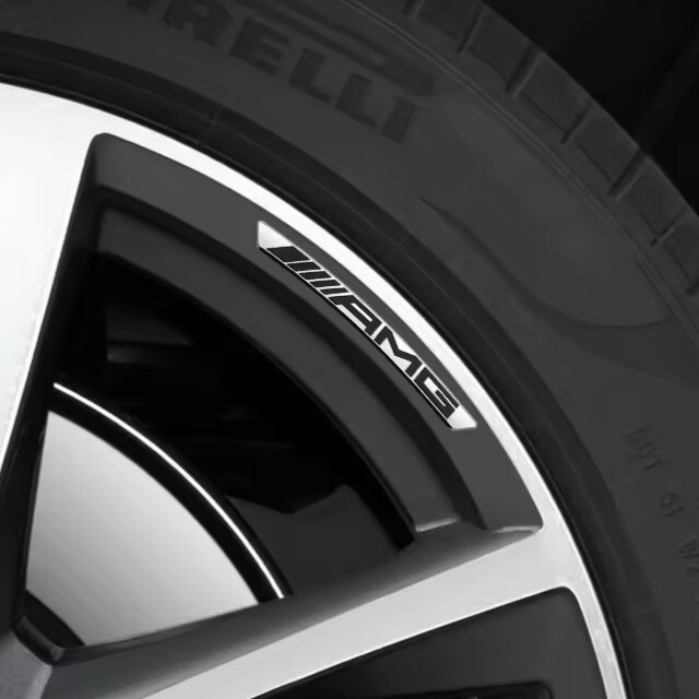 4部セット Mercedes-Benz メルセデスベンツ AMG ホイール リム ハブ アルミニウム エンブレム ステッカー デカール PETRONAS シルバー f_画像4