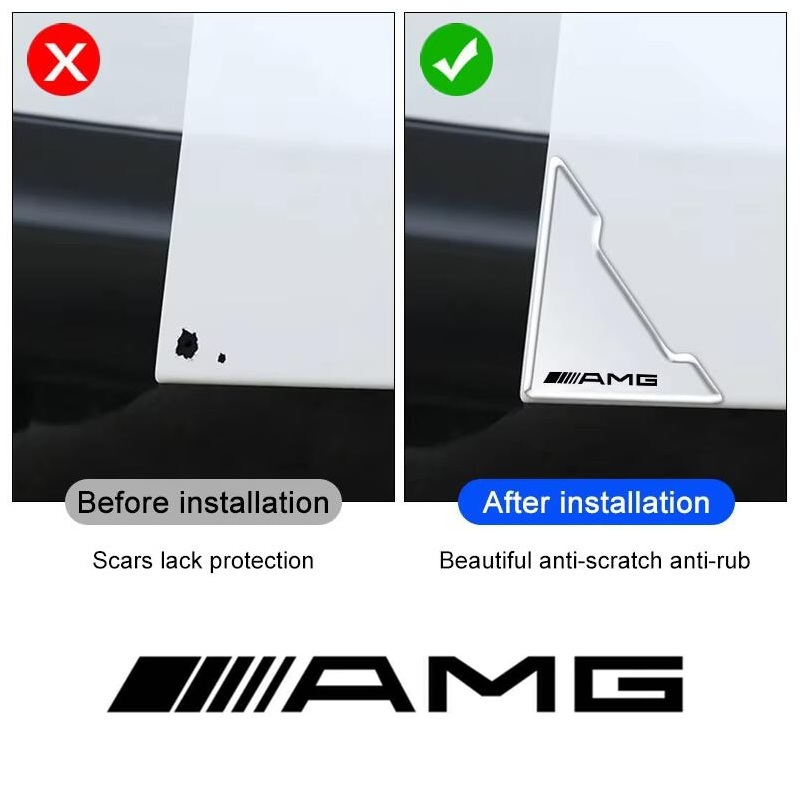 2点セット Mercedes-Benz メルセデスベンツ AMG ドアコーナープロテクター コーナーガード シリコン ステッカー クリアー 透明 PETRONAS_画像2