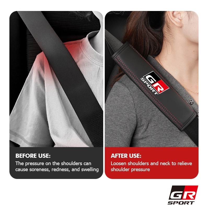 2 шт. комплект GR SPORT Toyota TOYOTA GAZOO Racing кожа ремень безопасности покрытие ремень безопасности накладка плечо накладка красная отстрочка Copen p