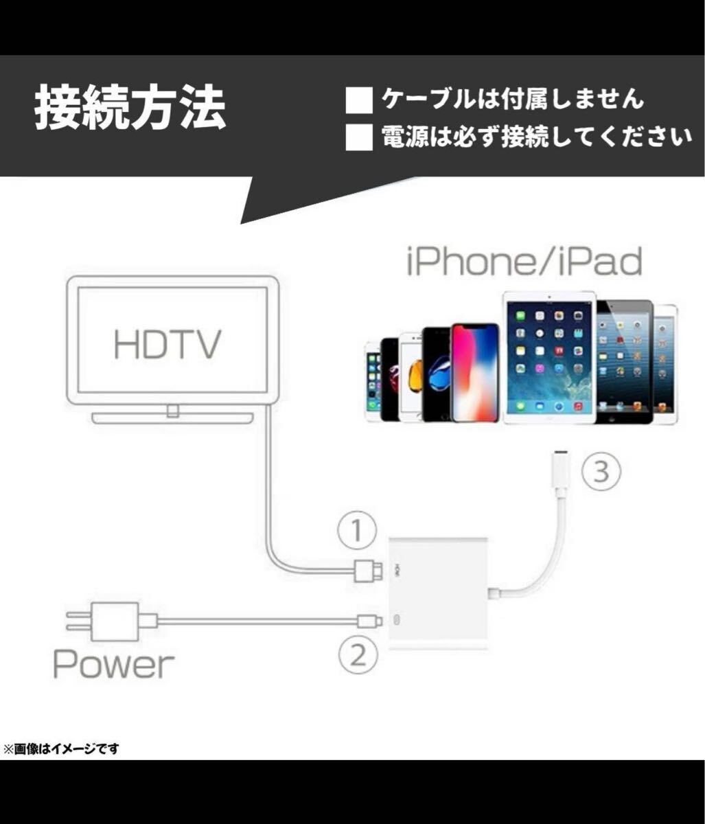 iPhone HDMI変換ケーブル ライトニング テレビ接続ケーブル _画像3