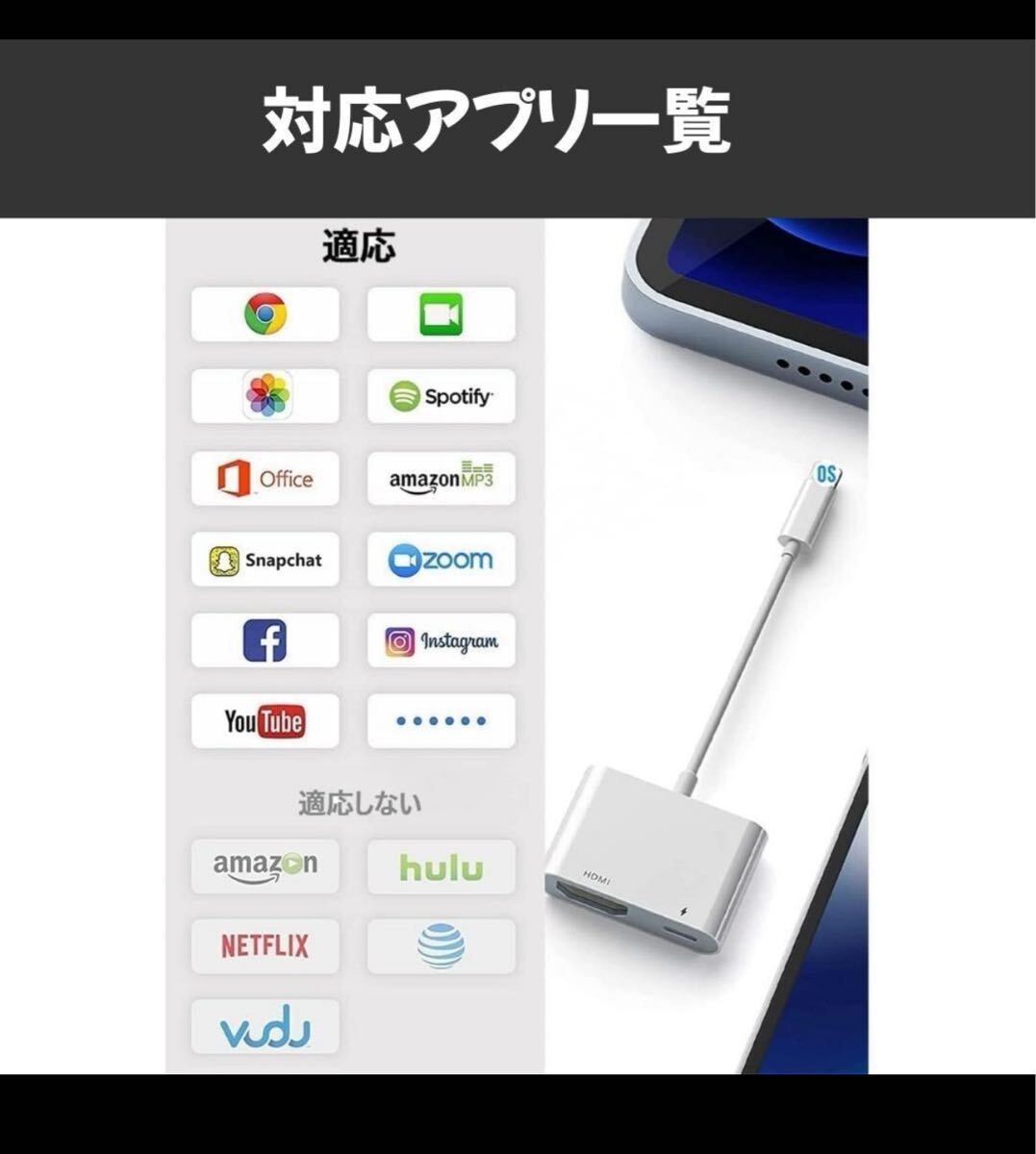 iPhone HDMI変換ケーブル ライトニング テレビ接続ケーブル_画像4